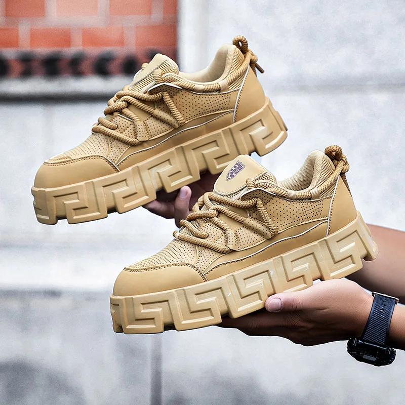 2025Mens Fashion Luxury Casual Sneakers Comfortable Thick-soled Shoes Designer Height Increasing Fashion Breathable Sports Shoes