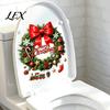Decorative Stickers for Tiles Christmas Wreath Toilet Decal, Merry Bow Seat Sticker, Festive Decoration Waterproof Lid Tank Decals, Self-Adhesive