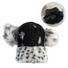 Fashionable Baseball Caps Unique Pompoms Furry Brim Dotted Pattern for Idol Concert Shows Stage Dance Headwear