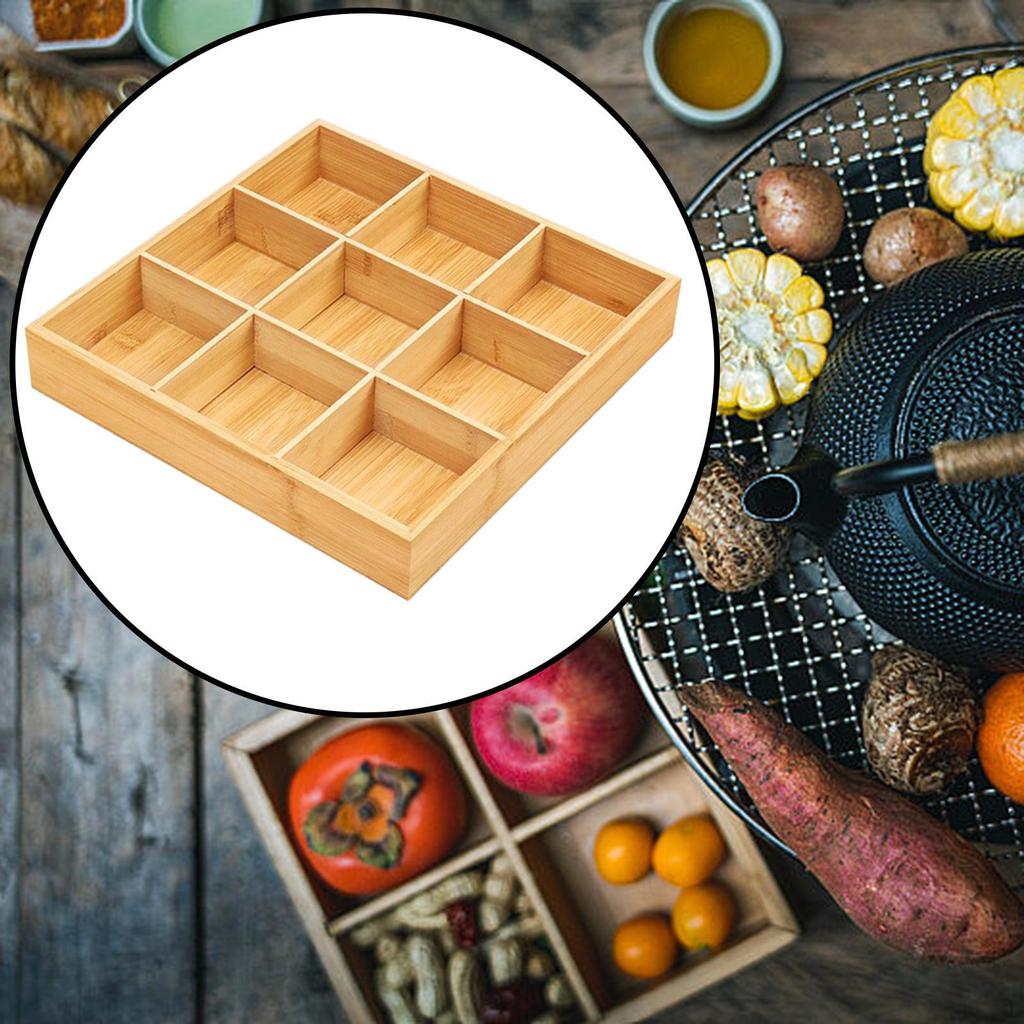 Bamboo Fruit Tray Dessert Veggie Plate Compartment Storage Nut and Candy Serving for