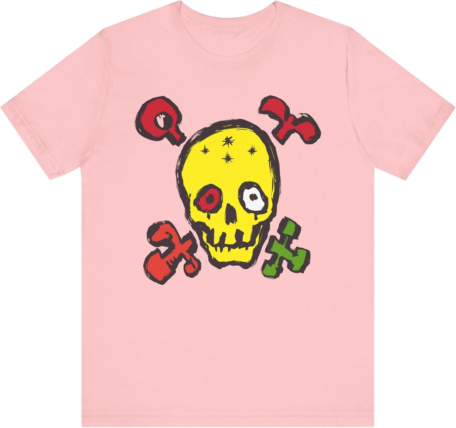 Yellow Skull Graphic Design Tee, Skull Shirt, Vintage Tees, Art Design T-Shirt, Vintage Graphic Tee, Art Shirts with Skulls S