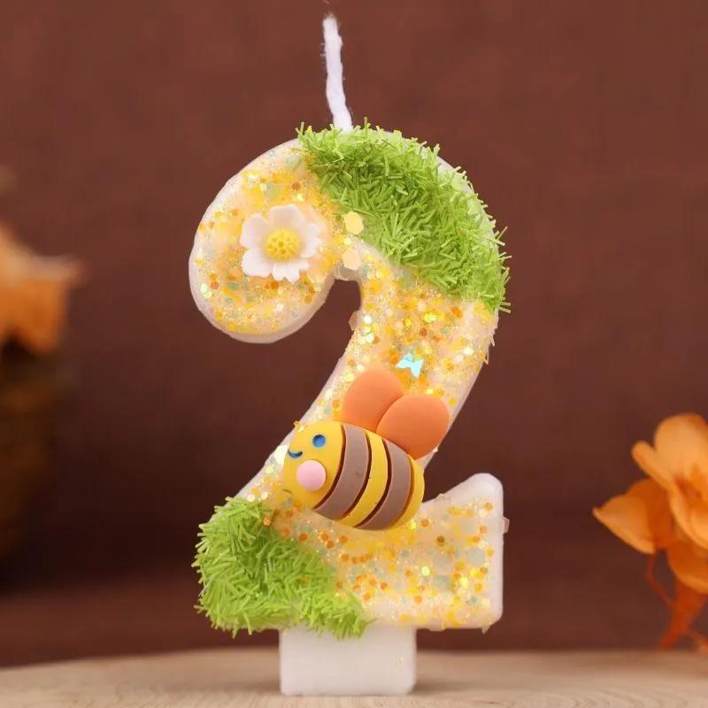 Number Birthday Candle with Bowknot Design Cake Decoration for Children Girls Baking Party Supplies