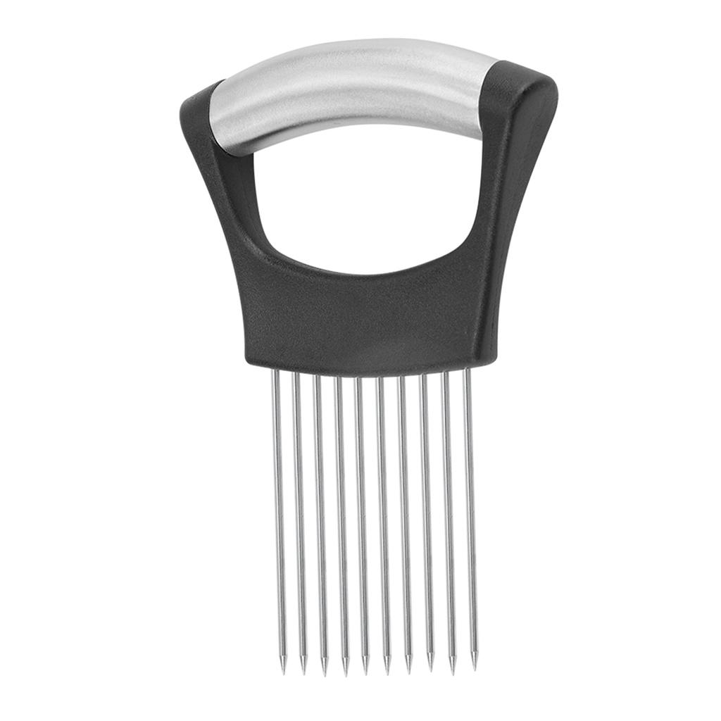 Stainless Steel Onion Holder Fruits Veg Meat Cutter Slicer Peeler Chopper with 10 Prongs
