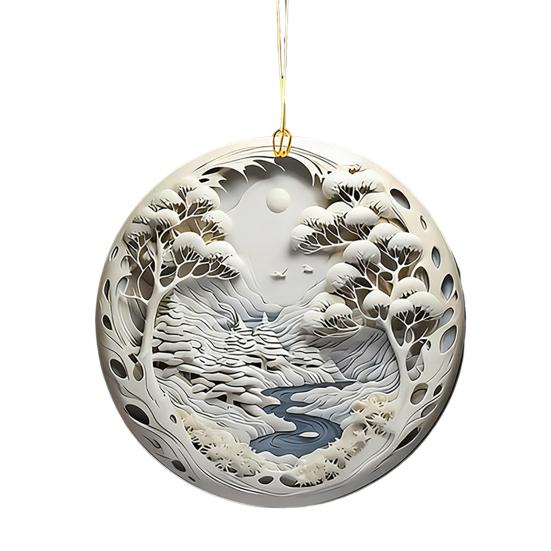2D Acrylic Christmas Ornament Lightweight Home Office Indoor Holiday Party Xmas Tree Hanging Decoration Pendant Festival Gift