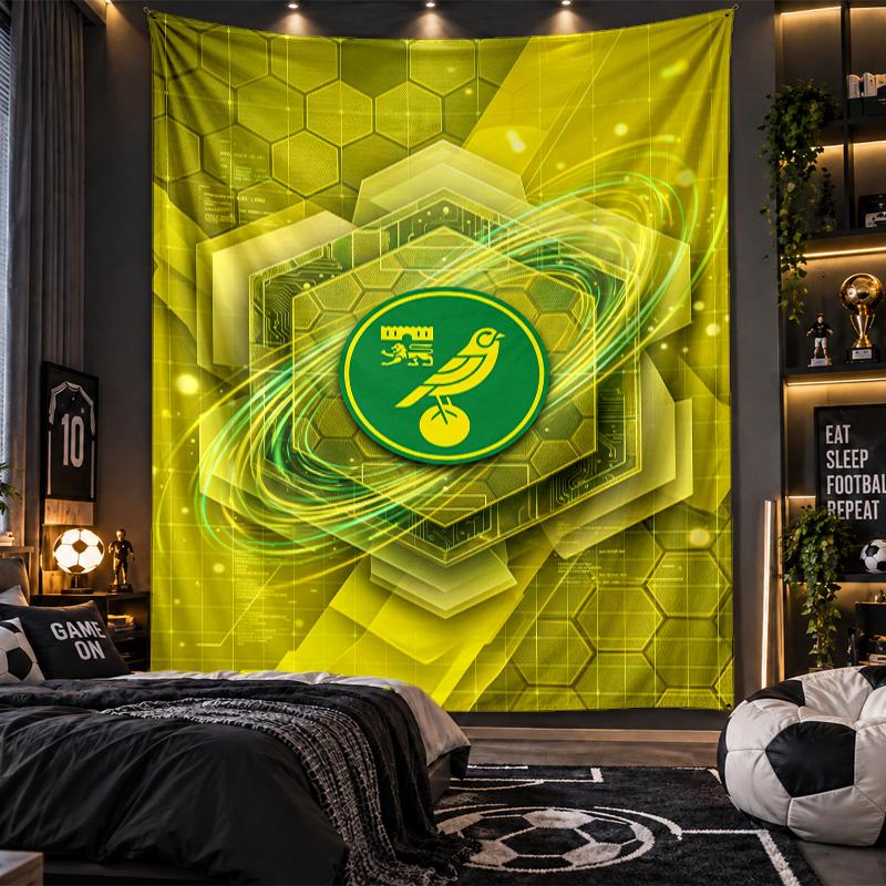 Arazzo da Parete Stampa Calcio Norwich City Tessuto per Soggiorno Camera da Letto Decorazione Casa