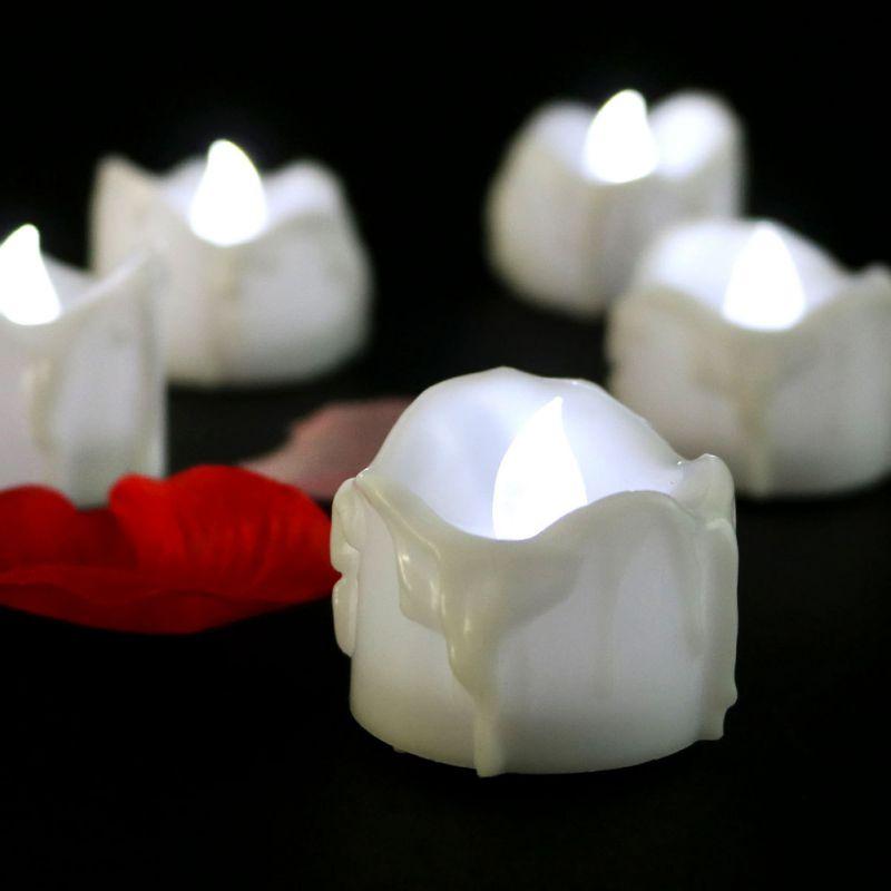 12 pachete de lumânări votive cu LED-uri albe calde, fără flacără, pentru Halloween, nuntă, petrecere, decorațiuni interioare și exterioare, acționate cu ciclu