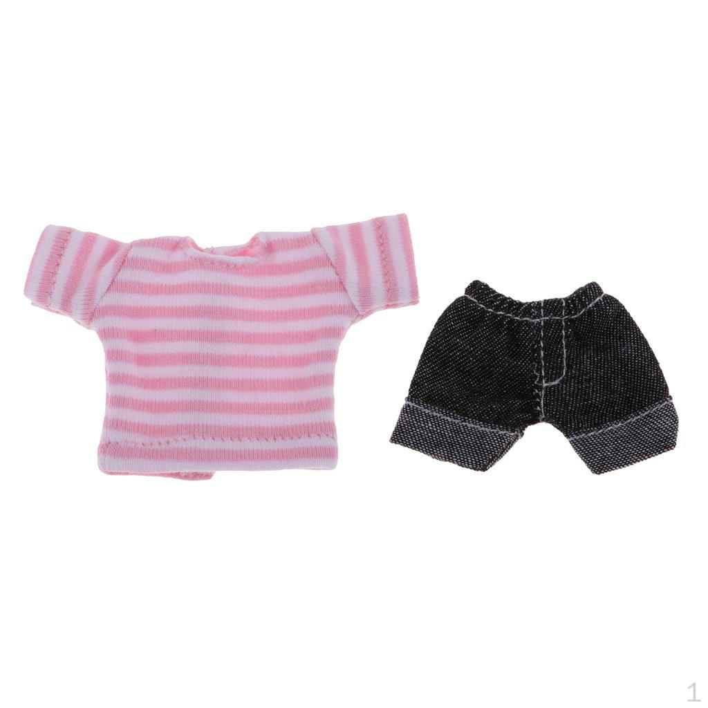 2 Piece Doll Clothes - Striped Short Pants Outfit Set for