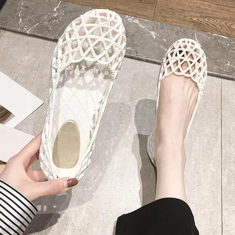 Sapatos Feminino Ladies Flats Hollow Slip On Fashion Female High Quality Sandals Comfortable Summer Footwear 2024 Jelly Shoes