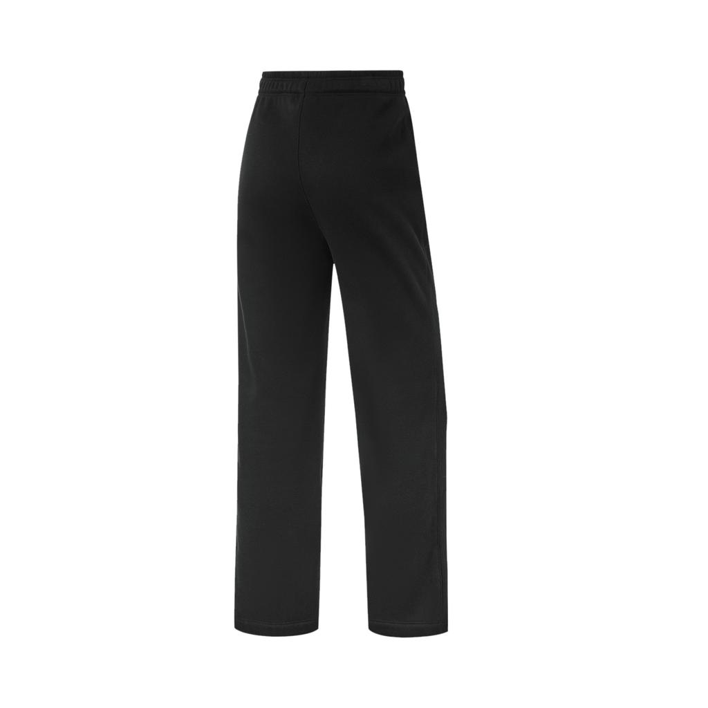 Li Ning Fitness Series Solid Color Mid Waist Comfortable Fleece Breathable Straight Leg Knitted Sports Pants Women Bottoms Black AKLU594-1