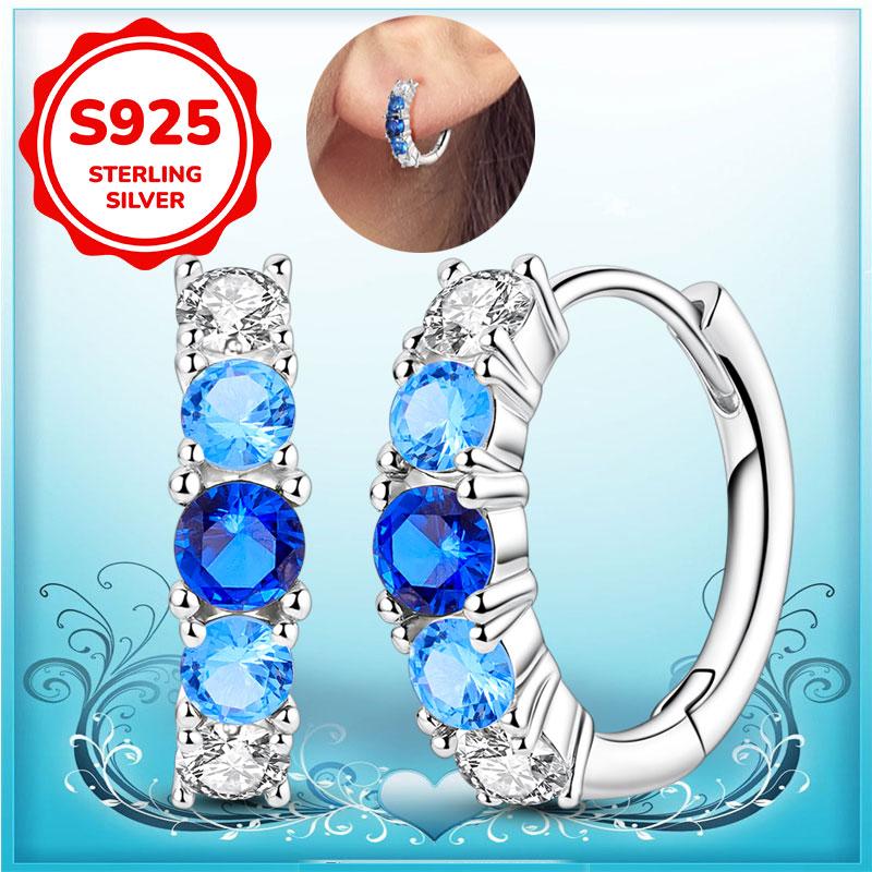 New Earrings 100% Genuine 925 Silver Women Hoop Earring Women's Wedding Engagement Girlfriend Wife Birthday Gift