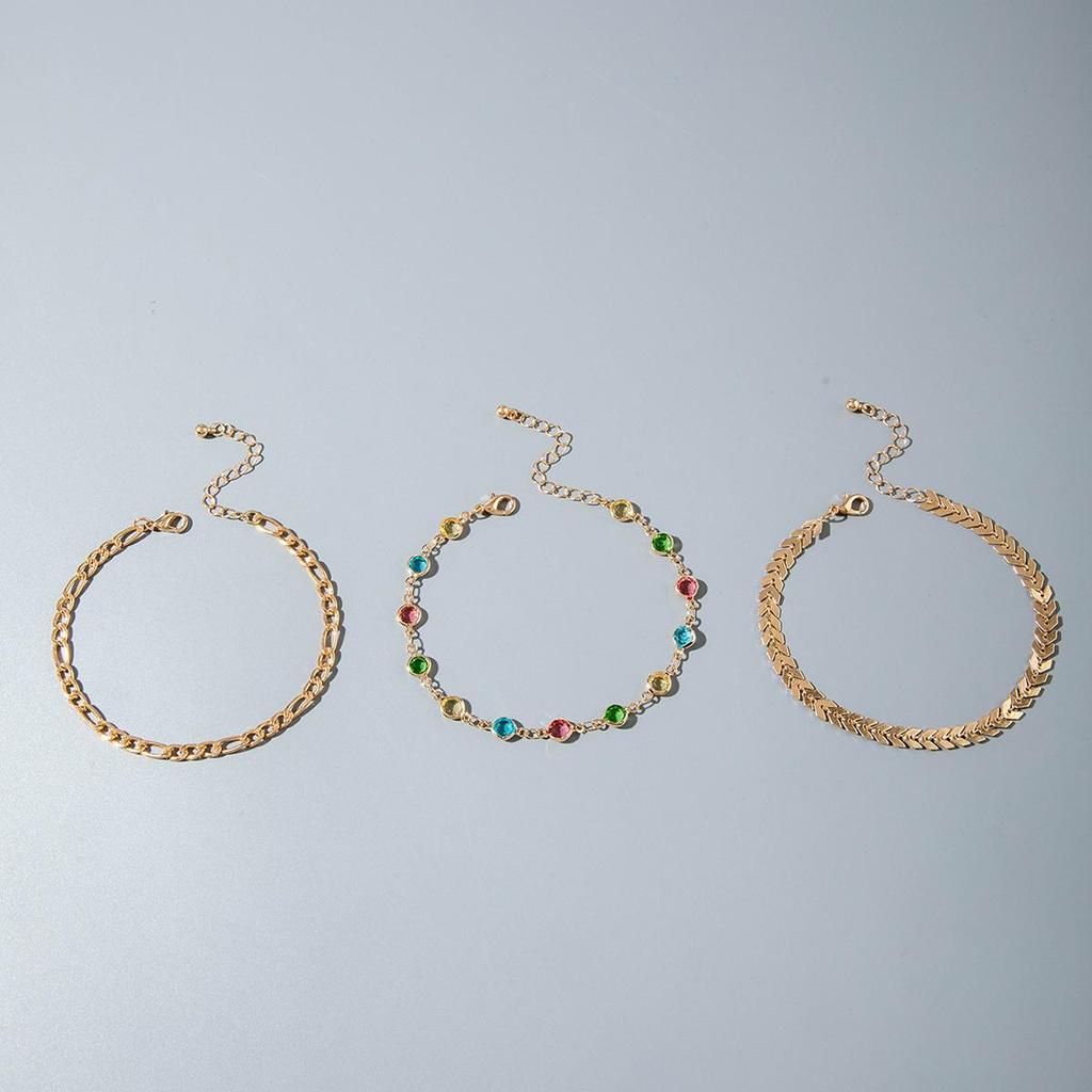 Cross Border Fashion Versatile Creative Airplane Chain Foot Chain Beach Style Fashion Trend Inlaid Rhinestone Three Piece Set Foot Chain