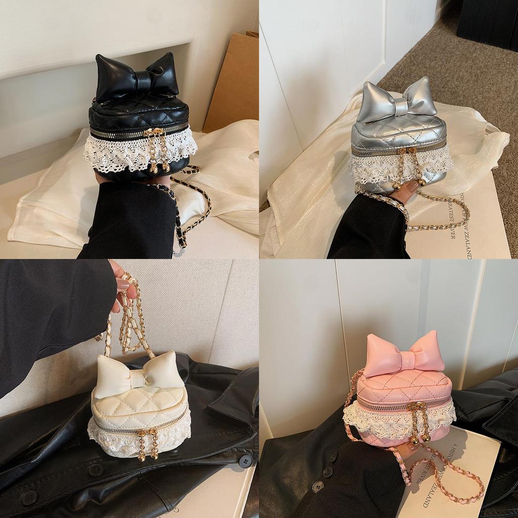 Adorable Mini Box Bag With Bowknots And Lace Chain Chic Style For Boys And Girls