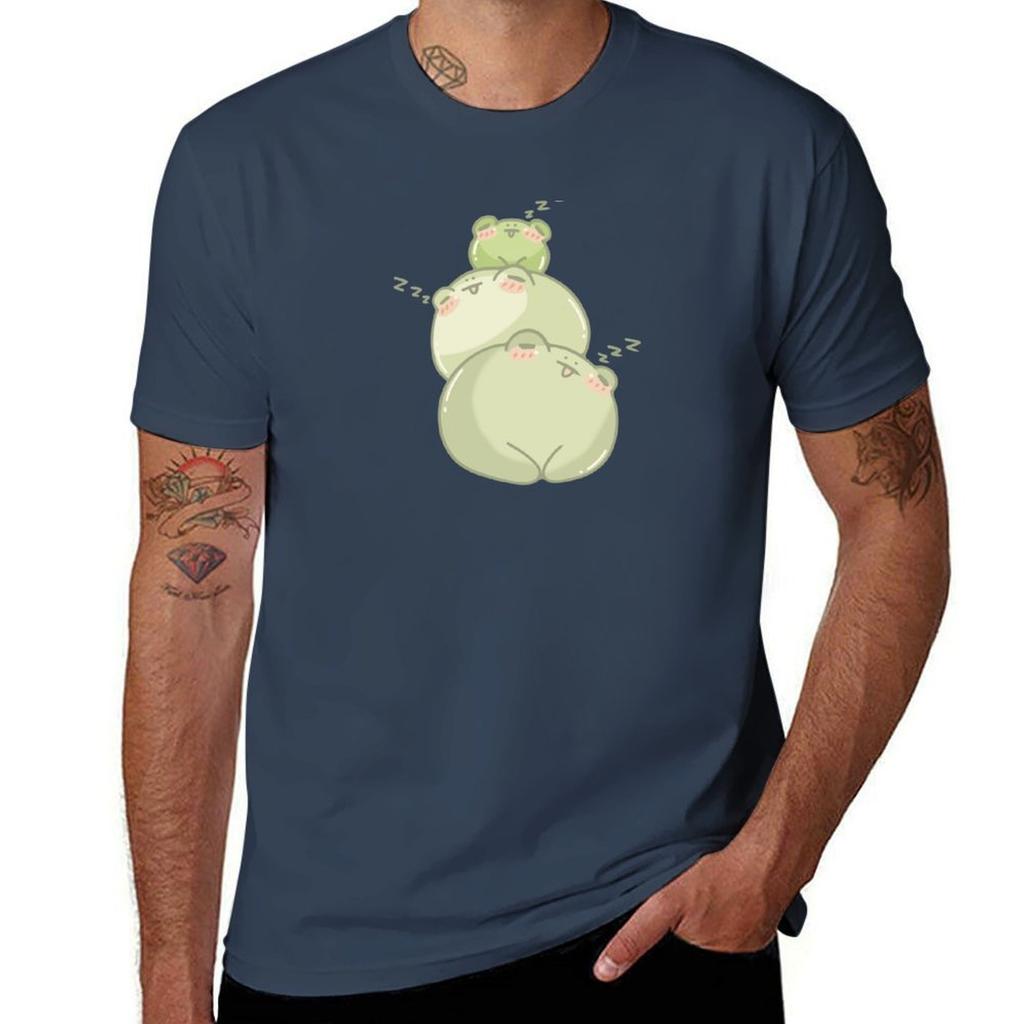 Cute Sleeping Frog Stack Tshirt Big Size Short Sleeve Casual Top