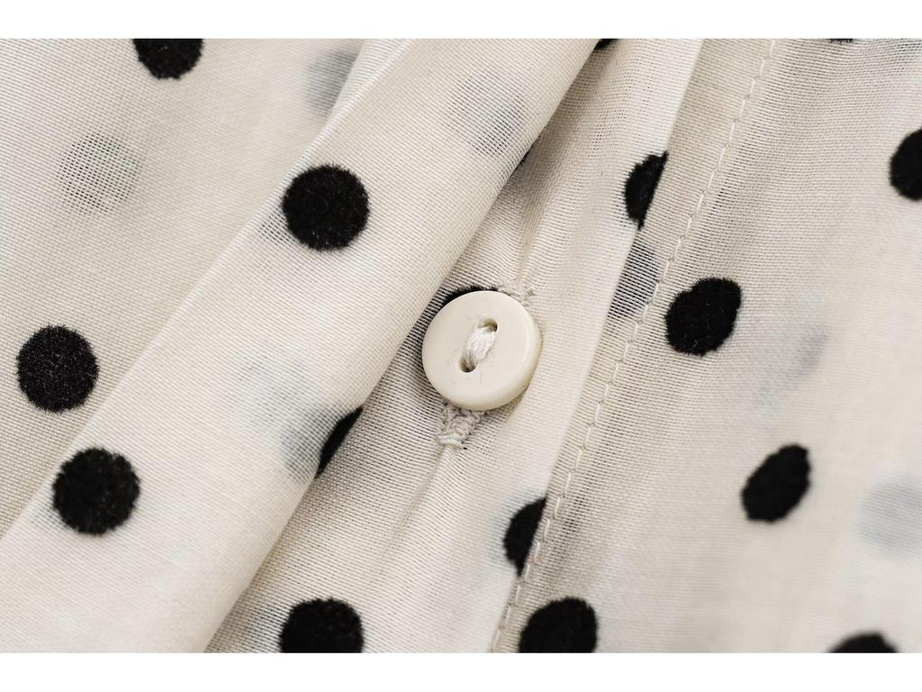Women's Polka Dot Shirt with Bow - Spring/Summer 2025 Collection: Sweet, Versatile Drape, and Simple Design.