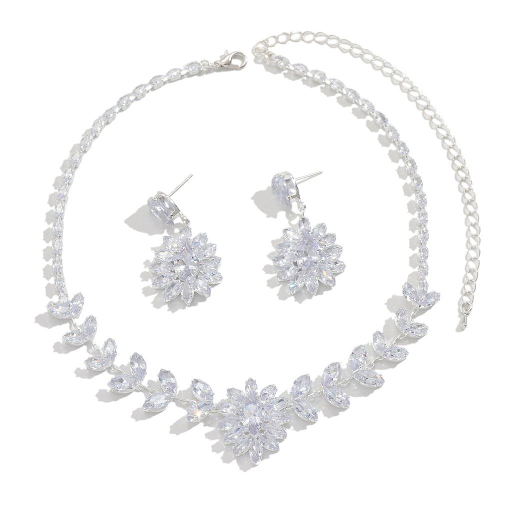 Klassischer Wassertropfen Zirkon Braut Hochzeit Accessoires Ohrringe Halskette Hochzeitskleid Schmuckset