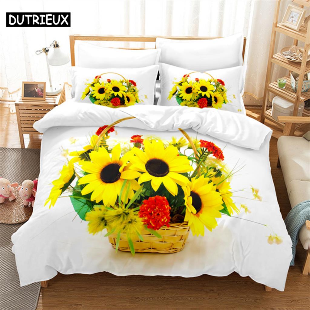 Sunflower Queen Bedding Set Duvet Cover Set Kids Bedding Digital Printing Bed Linen King Size Duvet Cover Set Bedding Set