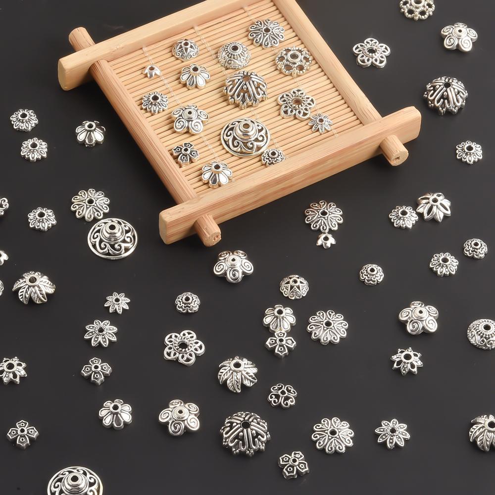 Antiksilberfarben 50/100 Stück Blumenperlenkappen Für Schmuckherstellung Zubehör Passend für DIY Armbänder Anhänger Boho Accessoires Verbinder