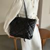 Chic Large Capacity Quilted Cotton Tote Bag For Women Trendy Street Style