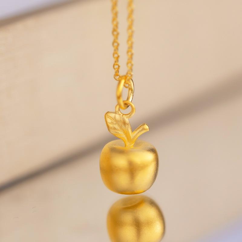 Vietnam Sa Gold Vianočný Eve Jablko Prívesok Meď Zlatom Pokovovaný Náhrdelník – Dámsky Západný Sviatočný Darček, Obľúbený na TikTok