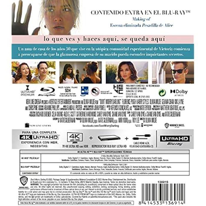 Film 4k uhd - warner bros. - no te preocupes querida - lecteur blu-ray - système audio avancé - noir