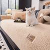 Warm Sherpa Solid Colour Sofa Cover with Anti-Slip Backing & PU Label for Living Room Couch Slipcovers Fall/Winter Sofa Towel