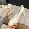 Fashion Temperament Retro Thick-Heeled Single Shoes Shallow Mouth Square Toe Small Leather Shoes Brown Platform Party Dress Ladies Pumps