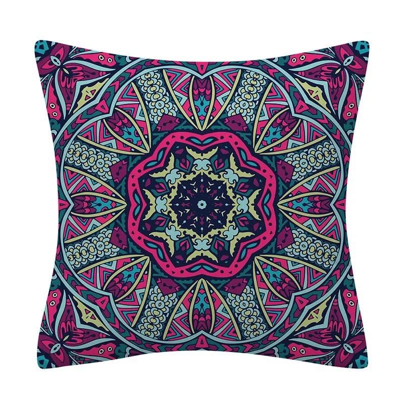 Ethnischer Stil Sofakissen Blau und Gelb Mandala Muster Kissenbezug Heimdekoration Sofa Schlafzimmer Auto Kissenbezug