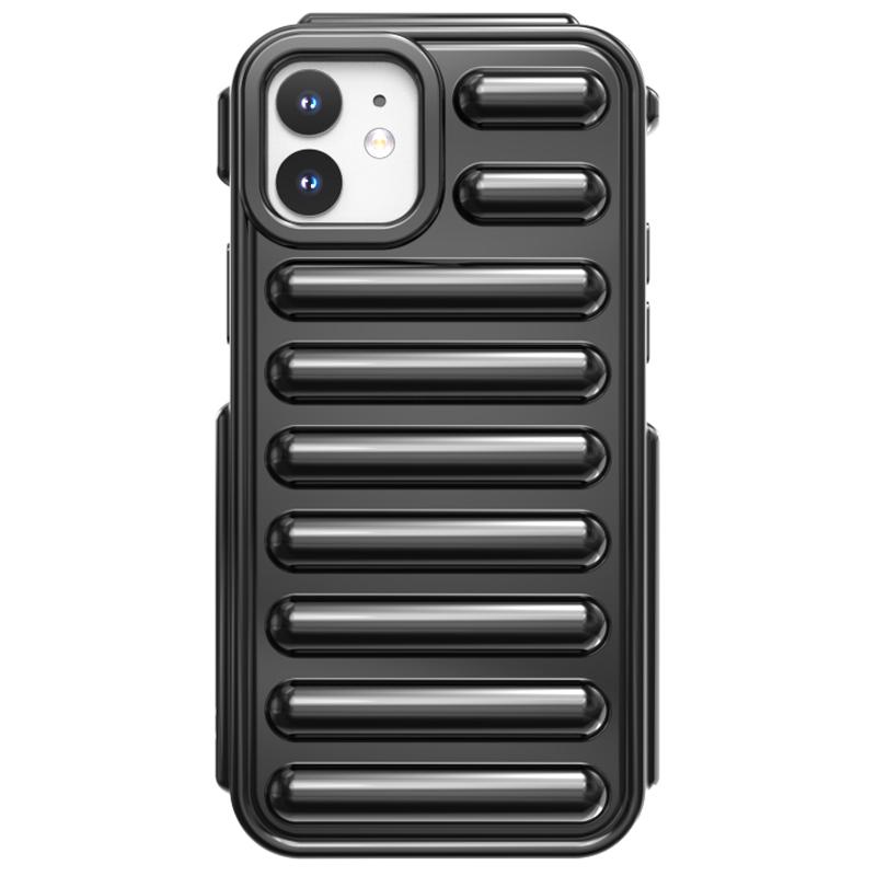 

Capsule Series for iPhone 12 TPU Case Drop-Proof Ribbed Soft Phone Cover Black