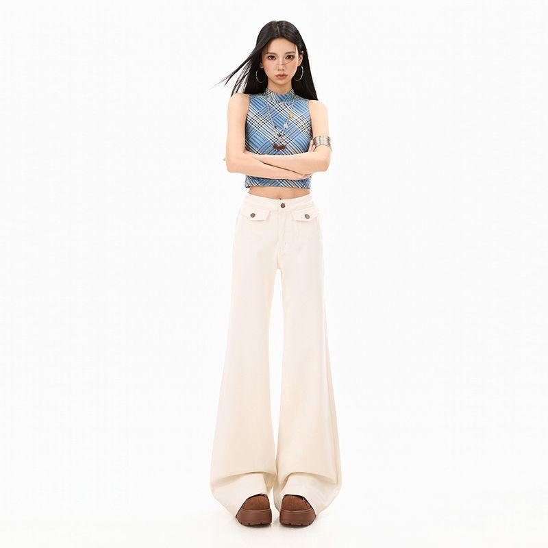 Frühling Sommer Schwer Vollstern Strasssteine Gürtel Design Schlank Weites Bein Jeanshose Für Damen Lässige Hose Übergröße Jeanshose