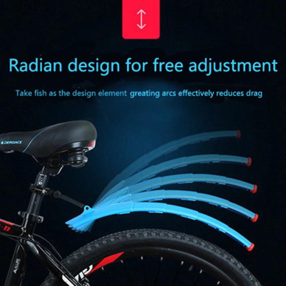 Mountain Bike Retractable Mudguard with 26 Inch Foldable Tail Lights Splash Blocking Tool Portable Outdoor Cycling Accessories