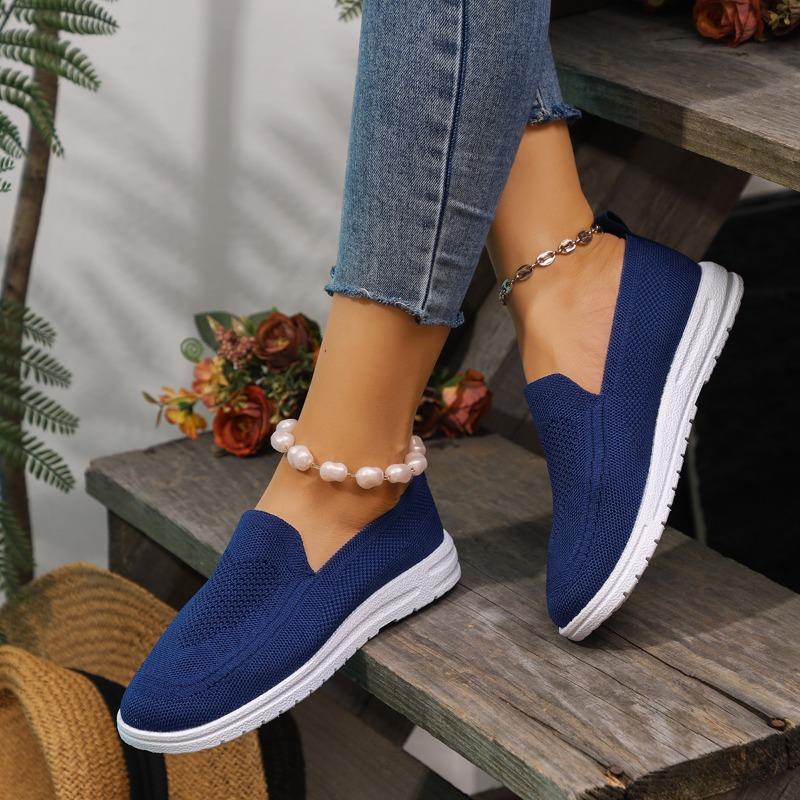 Foreign trade casual single shoes women's shoes autumn new fly-woven mesh round head one pedal large size flat bottom cross-border women