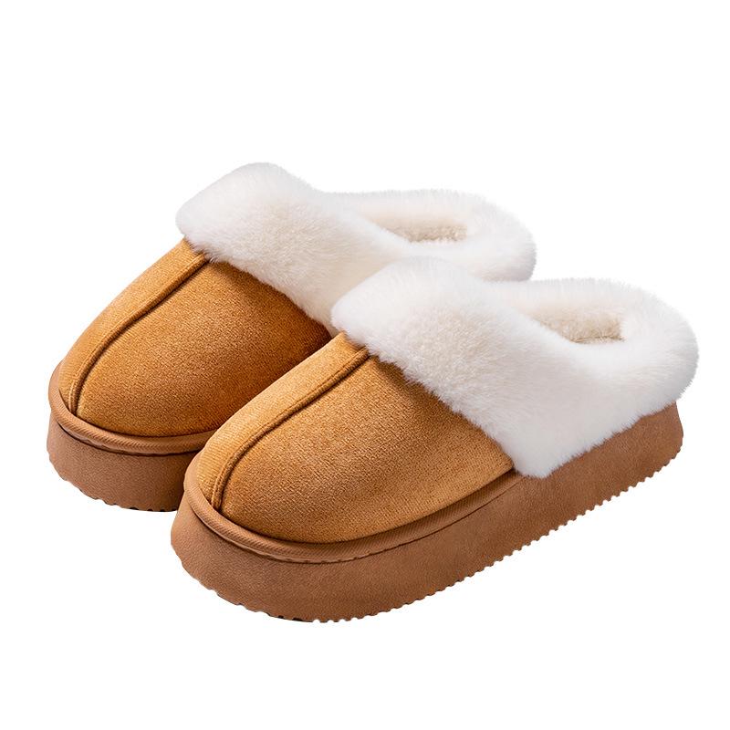 Women's Indoor Thick-Soled Cotton Slippers: Non-Slip, Warm, Odor-Proof, Waterproof, Plus Velvet, Perfect for Postpartum and Winter Wear.