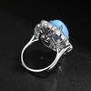 Vintage Synthetic Turquoise Open Adjustment Jewelry Full Diamond Zircon Ring