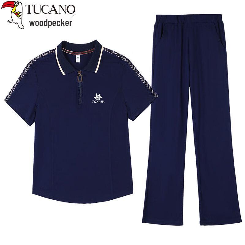 Woodpecker Women's Casual Summer Short Sleeve Two-Piece Set