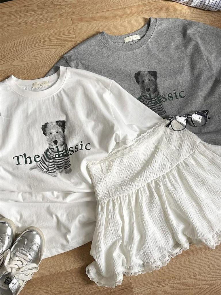 Trendy European-Style Women's White Oversized Short-Sleeve T-Shirt, American Retro High-Street Summer Fashion