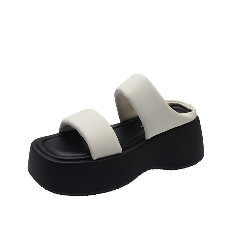 Casual Outerwear One-word Drag Women's Summer 5 New Korean Version Muffin Thick-bottomed Small Man Height Increase Comfortable Cool Slippers