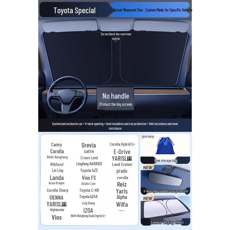 Car Sun Visor Sunshade for Small Windows - Heat Insulation Curtain for Interior Windshield