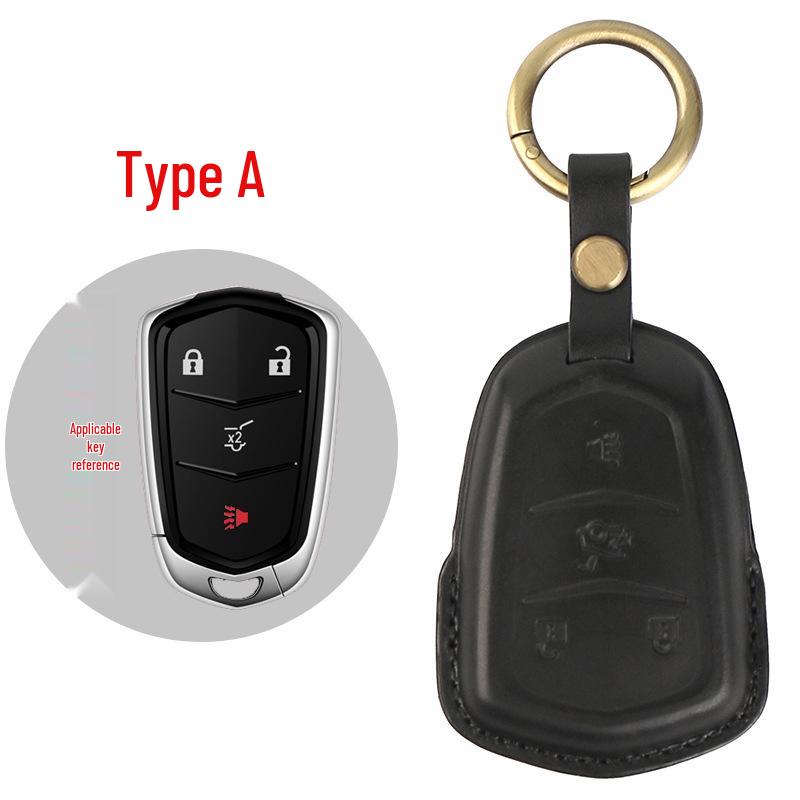 Genuine Leather Key Case for Cadillac CT5/CT4/XT6 - Premium Cowhide Key Holder
