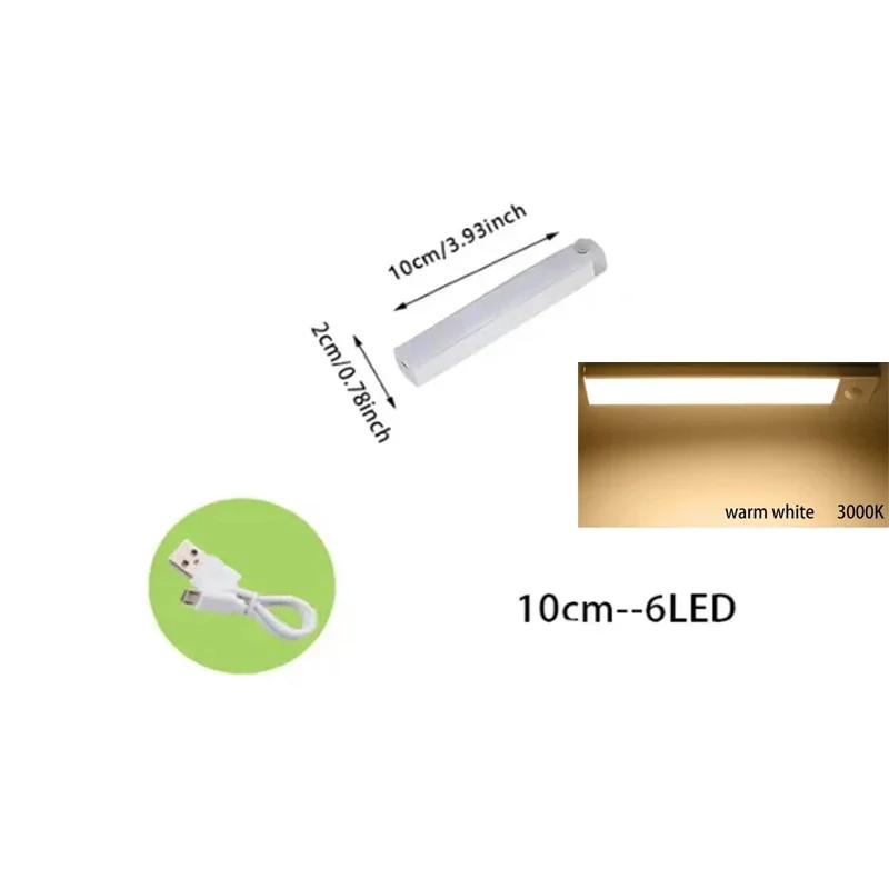Motion Sensor Light Under Cabinet Kitchen Lights Rechargeable Nightlight, Auto On/Off Dimming Wardrobe Lamp for Stairs