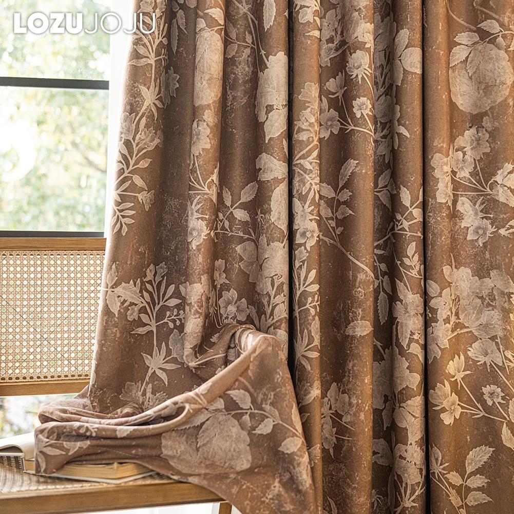 1PC LOZUJOJU French Gentle Printed Curtains with 70-80% Blackout for Bedroom Living Room Window for Home Decor