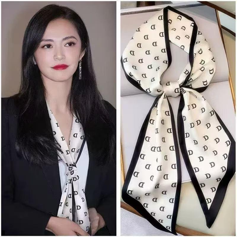 Small silk scarf women's long square scarf with shirt decoration neck guard, scarf accessories, tie, summer streamer ribbon.