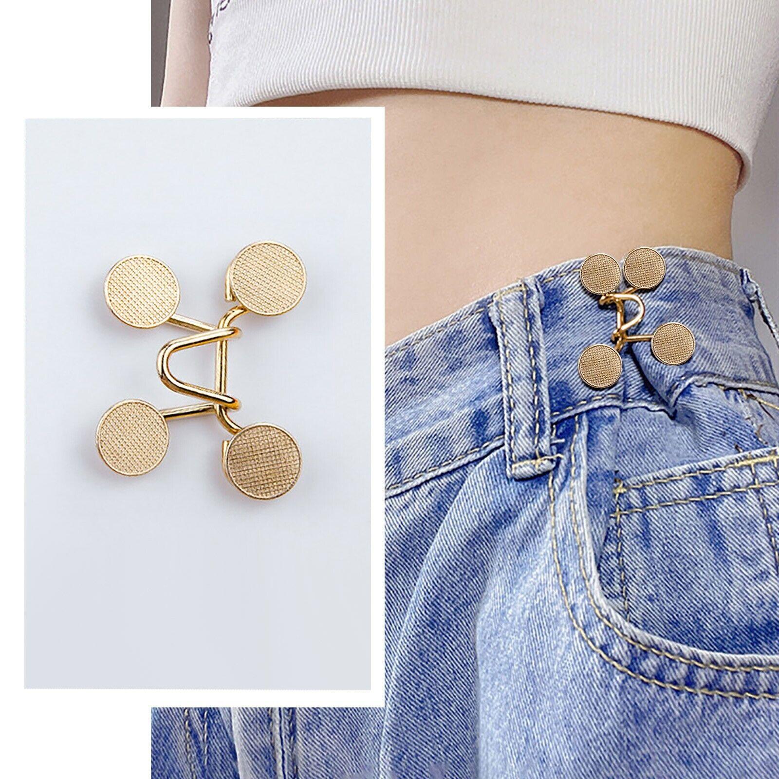 

Брюки для затягивания талии для брюк, женский регулятор талии, пояс, джинсовые пуговицы, булавки One Size