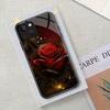 Rose patterned tempered glass phone case suitable for iPhone17 16 15 14 13 12 11Pro/Max/Plus anti drop and shockproof back cover