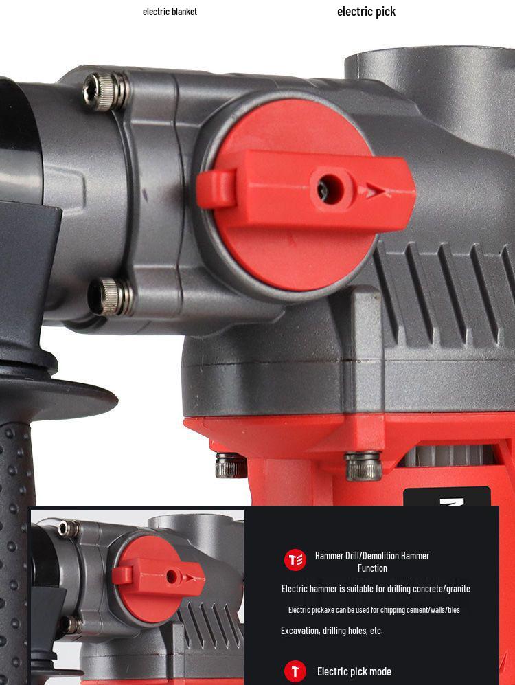 High-Power Brushless Electric Hammer: Wireless, Multi-Functional, Rechargeable Impact Drill for Concrete