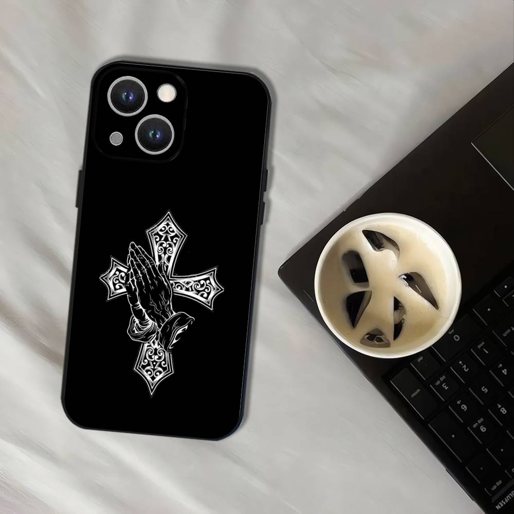 Orthodox Cross Icon Phone Case For iPhone 16,15,14,13,12,11,Pro,XS,Max,XR,Plus,E,SE4,Mini Black Soft Cover