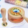 Wax Seal Melting Furnace Set with Handle & Spoon - Wooden Granule Furnace for Crafting