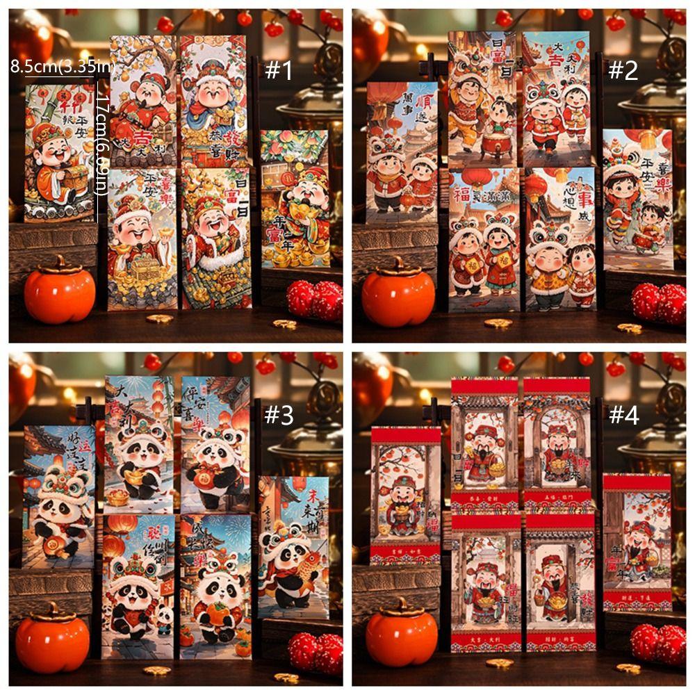 6pcs Traditional New Year Red Envelopes Cartoon Lucky Money Packets  Spring Festival Supplies
