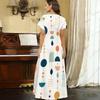 Women Plus Size V Neck Short Sleeve Printed Straight Maxi Dress