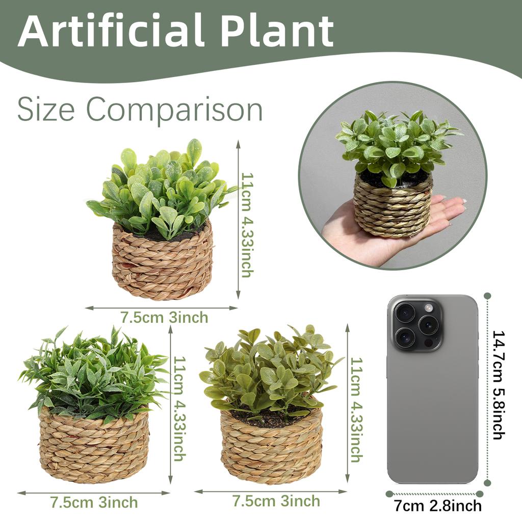 Green Artificial Plants Eucalyptus Grass Woven Small Potted Plants Grass Mound 11cm PE Material Home Decoration