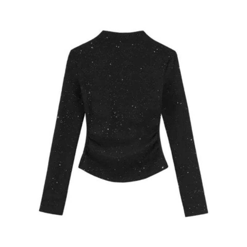 Gray Long-sleeved Half-high Neck Bottoming Shirt for Women In Autumn and Winter New Thickened and Slim Fit Sexy Underwear Top